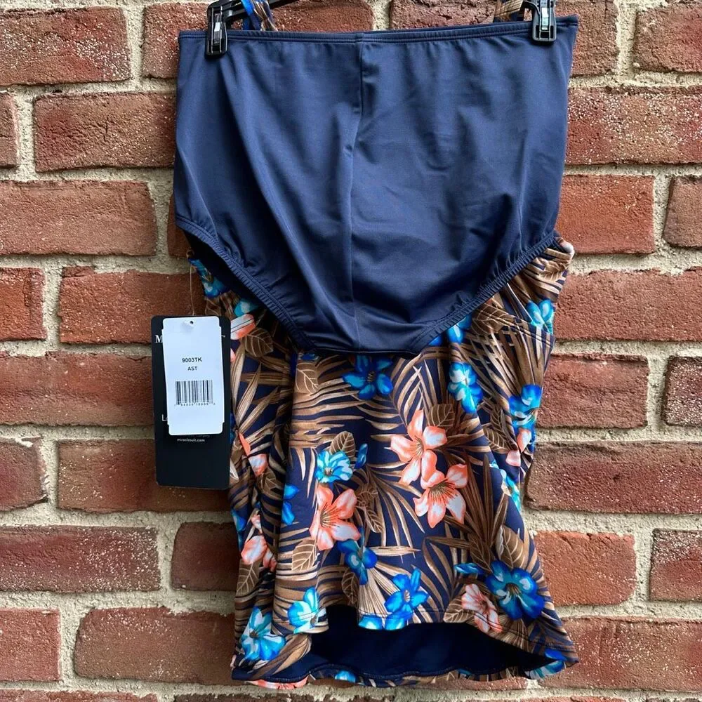 Miraclesuit $178 Floral Tankini Slimming Tummy Control Swimsuit Size 8 NWT